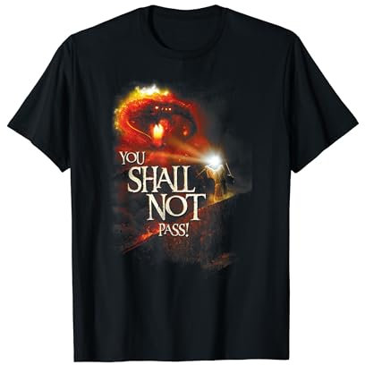 Warner Bros. Lord of the Rings Balrog 'You Shall Not Pass' T-Shirt, Unisex Erwachsene und Kinder, Schwarz, S
