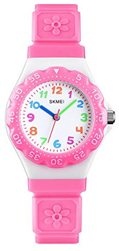 SKMEI Kids Boys Girls Children First Watch Easy Tell Time Analogue Learning Pink