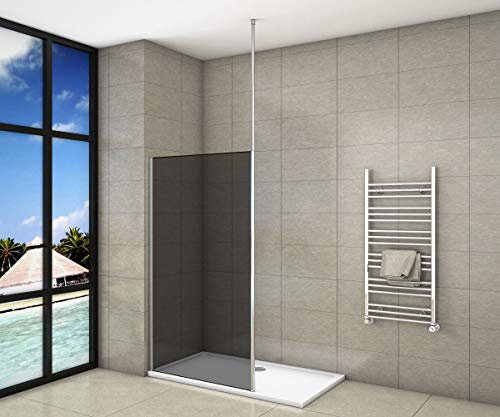 Paroi de douche 140x200cm en 8mm verre anticalcaire et sablé et livré une barre de fixé à plafond