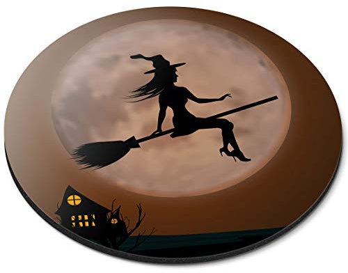 Destination Vinyl Ltd Witch Silhouette Halloween - Flexible Round 5mm Rubber Mouse Mat Pad Office Home Novelty Printed Desk Accessory 16804