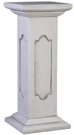 gartendekoparadies.de Podest mit Reliefs, Steinsockel, H. 82 cm, Stellfläche 34 x 34 cm, 70 kg, Grau, frostsicher aus Steinguss für Außenbereich