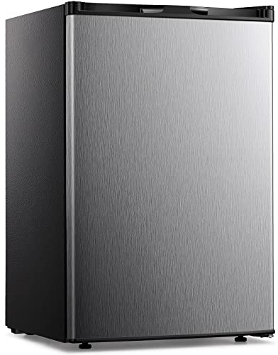 Kismile 3.0 Cu.ft Compact Upright Freezer with Reversible Single Door,Removable Shelves Mini Freezer with Adjustable Thermostat for Home/Kitchen/Office (3.0 Cu.ft, Stainless Steel)
