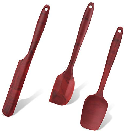 DOSMAMZ 3-Piece Silicone Spatula Set, BPA-Free 600°F High Temperature resistance, One-piece Seamless Design, Non -Stick Kitchen Spatulas for Cooking, Baking and Mixing, with Patented Marble Pattern