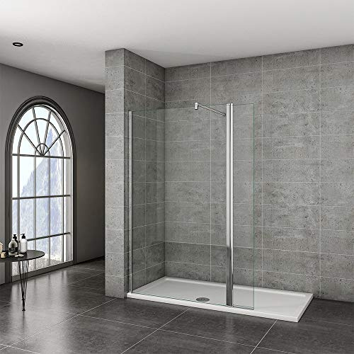 700x1850mm Xinyang Walk in Shower Enclosure Wet Room 8mm Glass Screen with 300mm Flipper Panel