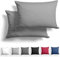 Alreya 2er-Set Mako Satin Kissenbezug 40 x 60 cm - 100% Baumwolle mit YKK Reißverschluss, Superweicher Kopfkissenbezug, Kissenhülle, Oeko-TEX® Standard Zertifiziert, Grau, nur Kissenbezug