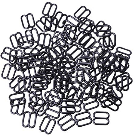 Gwxevce 100pcs Metall Dessous Verstellbarer Näh-BH Schieber Ringe Schnallen DIY 6mm-15mm Schwarz