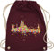 Turnbeutel Rucksack - Karneval & Fasching - Taschen - Konfetti Skyline Köln - Unisize - Bordeauxrot - karnevalsartikel wurfmaterial strassenkarneval &fasching karneval&fasching fasend fashing