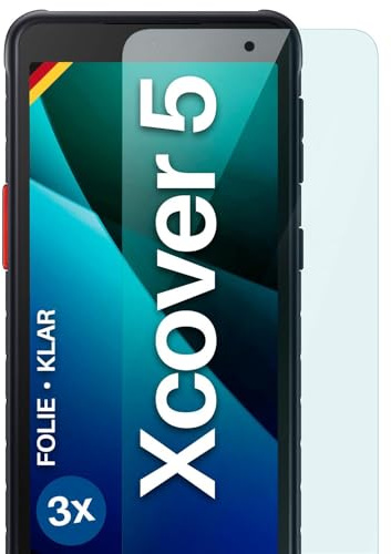 moex für Samsung Galaxy XCover 5 Schutzfolie Displayschutz Folie Ultra-klar HD 0,2 mm kompatibel mit jeder Hülle, Anbringen ohne Blasen, Handyfolie Extra Kratzfest, FlexProtect 3 Stück