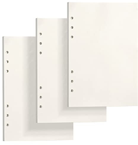 Skycase A5 Nachfüllpapier [3x 135 Blatt], 270 Seiten Blanko, 6-Loch für Filofax, Ringbücher, Notizen, Skizzen, Zeichnungen – Hochwertiges Schreibpapier, Archivierbar, Perforiert
