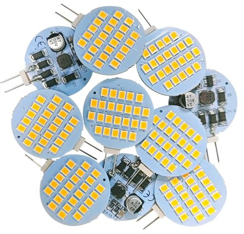 GLMING G4 Bi-Pin 2W LED-Lampe 24-2835SMD Superhelle Domlicht Warmweiß AC/DC12-24V Packung mit 10