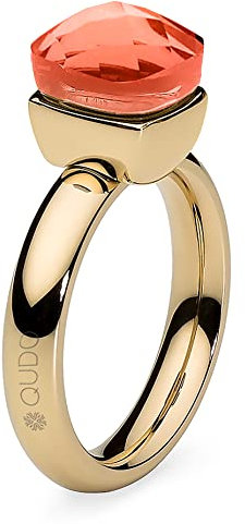 Qudo Firenze gold farbener Ring mit orangenem Stein (orange glow) (54 (17))