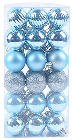 Weihnachtskugeln, 36st Weihnachtsdeko matt glanzend glitzernd Christbaumkugel Anhänger Baumschmuck Weihnachten Weihnachtsbaum Deko Christbaumkugeln Weihnachtskugel Eisblau 4cm