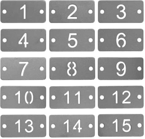 Rechteckige Metall-Nummernschilder, ausgehöhlt, nummeriert, Edelstahl, Schlüsselanhänger mit zwei Löchern (51–100)