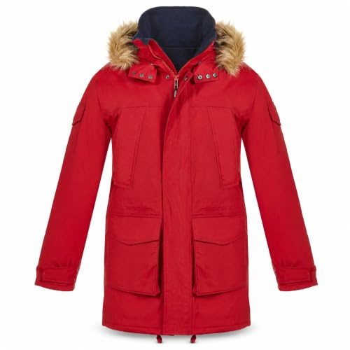 BMS® Alaska Parka Herren mit Fell-Kapuze und SoftLan Obermaterial, Wintermantel atmungsaktiv, ideale Winterjacke mit Größenregulierung, 100% wasserdicht, Oeko-Tex, strapazierfähig, langlebig