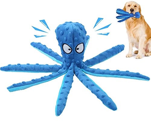 SHOKAN Quietschendes Hundespielzeug, Hundespielzeug gegen Langeweile für Welpen, kleine und mittelgroße Hunde, keine Füllung, Octopus Hundespielzeug mit Knisterpapier, interaktives