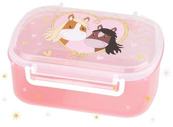 SIGIKID 25270 Brotzeitdose Pony Love, BPA-frei, sicher, leicht, mit Bügelverschluss, Lunchbox mit Einsatz - für Brotzeit, Frühstück, Kindergarten, für Kinder ab 2 Jahren, Rosa/Pony Love 17x11x7 cm