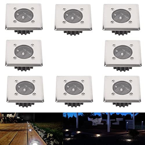 H4L Solarleuchte LED 8er Set eckig 85x85mm Bodeneinbaustrahler Solarlampe Einbauleuchte mit Dämmerungssensor