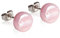 Runde Ohrstecker mit rosa Stein in Perlmuttoptik • Bunte Ohrringe für Damen • Nachhaltiger Modeschmuck aus Edelstahl & Glas • Ø 8mm