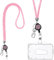 Vicloon Lanyard mit Kartenhalter, Kristall Lanyard Halskette mit Transparent ID Karten Halter, ID Card Holder Abzeichen Kit für Schlüsselanhänger und ID(Rosa)