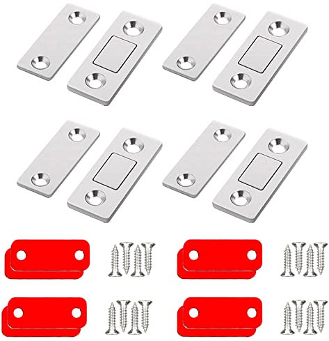 Magnetschnäpper Ultra Dünn Tür Magnet, LOOGI 4 Stück Magnetverschluss Stark Magnete Türmagnete Selbstklebend Türschließer Türmagnet Schrankmagnete für Schranktüren Schubladen Möbel