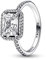PANDORA Timeless Rechteckiger Funkelnder Strahlenkranz Ring aus Sterling-Silber mit Cubic Zirkonia, Gr. 60, 192391C01-60