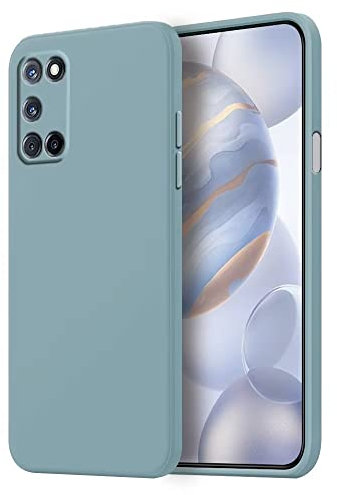 HONLEN Hülle für Oppo A52 / Oppo A72 / Oppo A92 Schutzhülle Case, (6.5 Inches) Liquid TPU Silicone Handyhülle mit Fallschutz Silikon Cover Rauchblau