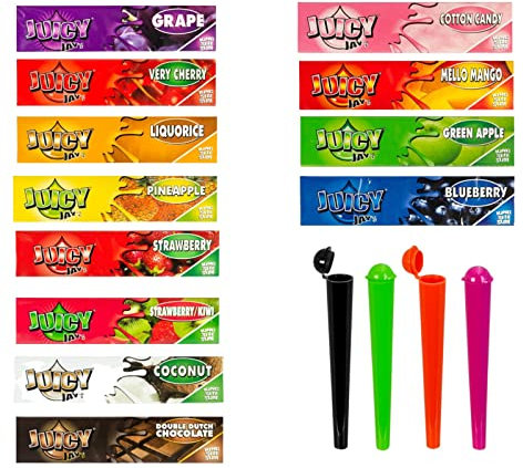 raupir Set 10 Heftchen Juicy Jays King Size Zigarettenpapier Papers mit Geschmack 4 Tubes