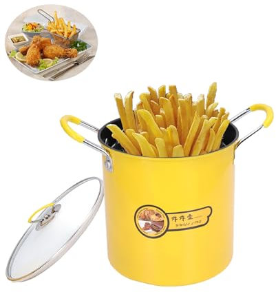 Tempura-Fritteusen-Topf, 3 l Mini-Fritteusen-Topf aus Edelstahl, japanischer Frittiertopf mit Ölfilter-Rack-Deckel für die Küche zu Hause