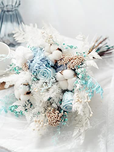 MUNACRAFT Konservierte Rose, natürlicher Eukalyptus-Blätter-Blumenstrauß, echte Blume, getrocknete Blume, Hochzeit, Brautstrauß, Heimdekoration, Desktop-Dekor, Keine Vase