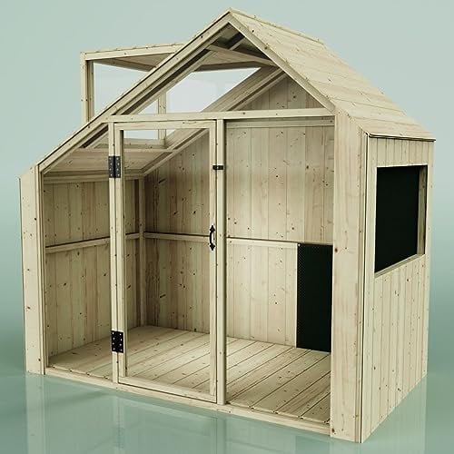 Rebo Spielhaus aus Massiv-Holz mit Acryl-Glas | Outdoor Kinderspielhaus Garten | Stabile Konstruktion, Modernes Design