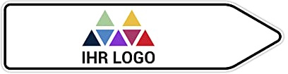 PrintPlanet® Pfeilwegweiser mit eigenem Text personalisiert - Alu-Dibond 3 mm Weiß - Verschiedene Größen - Mit Foto oder Logo