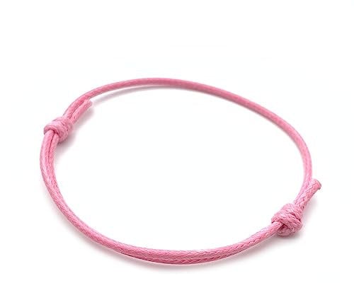 [2 Stück] Dezentes einfaches Armband | Handgemachtes dünnes Surfer Band aus gewachster Baumwolle | Geschenk Freundschaftsarmband | Viele Farben (2 Stück, Rosa)