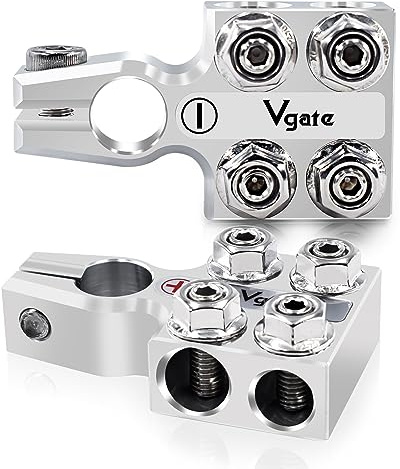 Vgate 8-Way Lead Acid Battery Terminal Connector, AGM Post Terminal Ends, 8AWG up to 4/0(XL) AWG Gauge, Positive & Negative for SAE/DIN/EN Tapered Top Post