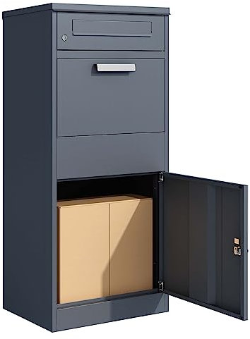 Toboli Paketkasten Anthrazit 500 x 370 x 1120 mm, Paketbox Zuhause, Private Paketannahme passend für Pakete und Päckchen, Standbriefkasten Stahl