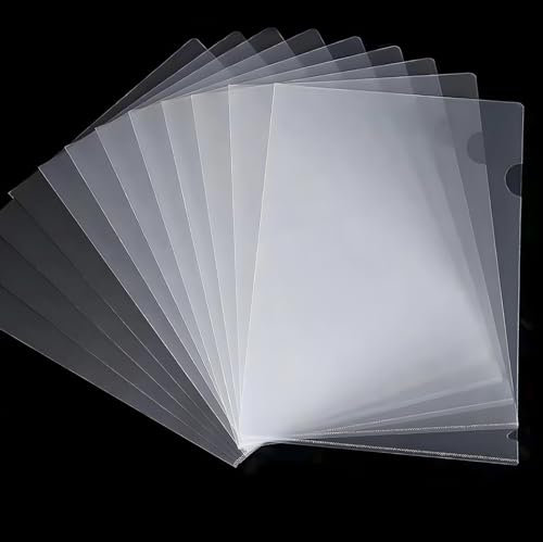 12 Stück Aktenhülle A4 seitlich offen Klarsicht bunt Sichthüllen Kunststoff Dokumentenordner transparent Dokumententaschen Mappen Ordner zum Aufbewahren für das Büro der Schule (Transparentes Weiß)