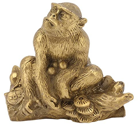 QANYEGN Chinesische Feng Shui Affen Ornamente, Messing Affen Statue, Goldener AFFE Statue für Dekorative Sammlerstücke, Figuren und Wohnzimmer