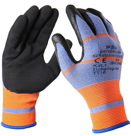 Arbeitshandschuhe 6 Paar- Robuste und kräftige Schutzhandschuhe mit Latex Beschichtung - Ideal für Garten, Werkstatt oder Logistik Größe 10/XL