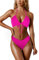 RXRXCOCO Sexy Brazilian Bikini Damen Set Triangel String Oberteil Bikini Set Tanga Bademode Rosenrot Size L