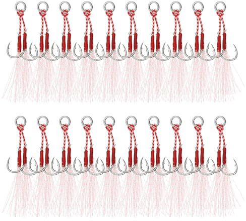 PATIKIL Double Fishing Assist Hooks Kit Glow Jigging Hook Slow Fast Fall Jigs Fishing Hooks for Jigging Lures