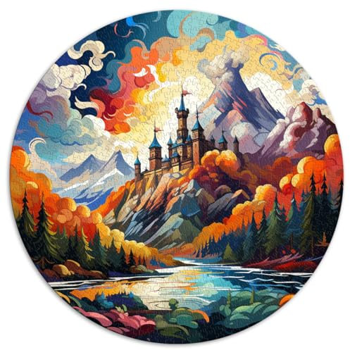 Puzzle für Erwachsene 1000 Teile, Schloss Neuschwanstein, runde Puzzles, Geschenke für Erwachsene, Papppuzzles, Staycation, Zeitvertreib. Größe: 67,5 x 67,5 cm