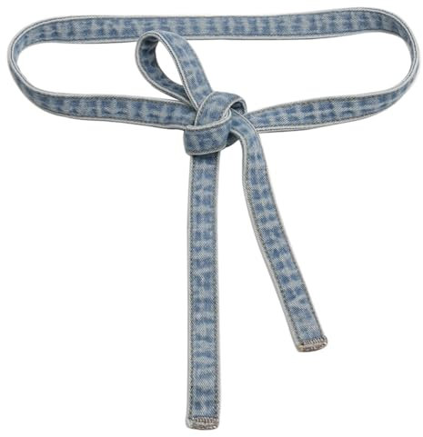 Inzegao Denim-Taillengürtel für Damen, zum Selbstbinden, Taillenband für Hosen, Jeans, Kleid, 150 x 2,3 cm # Hellblau, Einheitsgröße