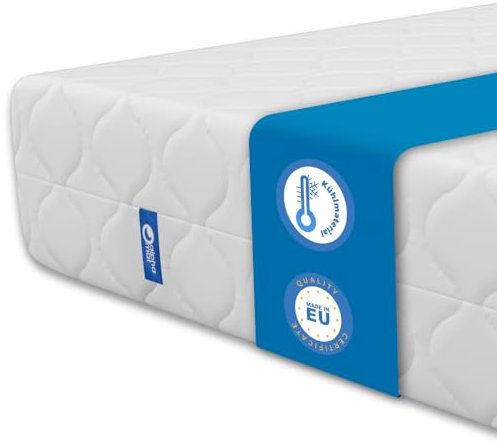 alpha mat Matratze 140x200 Schaumstoffmatratze Simply Höhe 15 cm, Rollmatratze 7-Zonen Härtegrad H3 H2 mittelfest, Wendematratze, Oeko-Tex, Hyperallergen, waschbarer Bezug