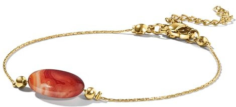 PURAJA Edelstein Armband Damen | Karneol Armband | 18k echt vergoldet | Handgefertigt | Glücksarmband Damen | Mutmacher