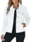 Vetinee White Jackets for Women Uk Cotton Jacket Women Bright White Size Medium Fits UK Size 12 to UK Size 14