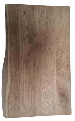 Waschtisch Platte aus Eiche Länge 40 bis 120 cm Holzplatte massiv Aufsatzbecken mit Baumkante Regal aus Holz 4 cm dick, 45-50 cm breit, in Natur Sonderanfertigung (40x40(45) x4 cm)