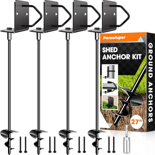 Bodenanker, Trampolinpfähle, robuste Wohnmobil-Schuppen-Anker | Aufbewahrung, Schuppen-Anker, Spielset, Schaukelanker, Heringe für Zaun, Carport, Garten (4 x 68 cm)