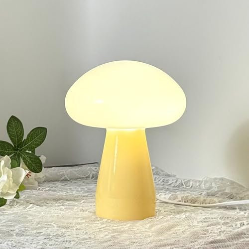 GUANSHAN Retro-Glas-Tischlampe, kreative süße Pilz-Schlafzimmer-Tischlampe, Nachttischlampe, Vintage-dekorative Tischbeleuchtung, Nachtlicht für Wohnzimmer, Schlafzimmer