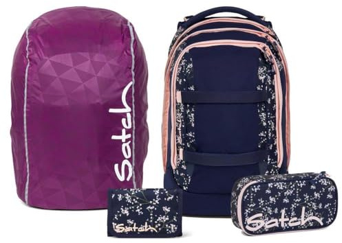 Satch Pack Streetwalk Edition Schulrucksack Set 4tlg. inkl. Schlamperbox, Geldbörse und Regenhülle (Bloomy Breeze)