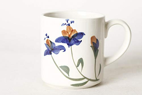 WXWUDEI Tazza da caffè bianca con fiori blu, 325 ml