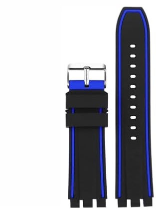 TEHDFG Correa de Reloj de Goma de 19 mm, 20 mm y 21 mm Compatible con Swatch for Hombre YVS400, YVS451 y YVB404, Pulsera Deportiva de Silicona Resistente al Agua for Exteriores.(Black Green,19mm)